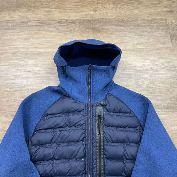 Nike Jacket Mens Medium Blue Tech Fleece Puffer Goose Down Hooded Zip - Picture 2 of 16